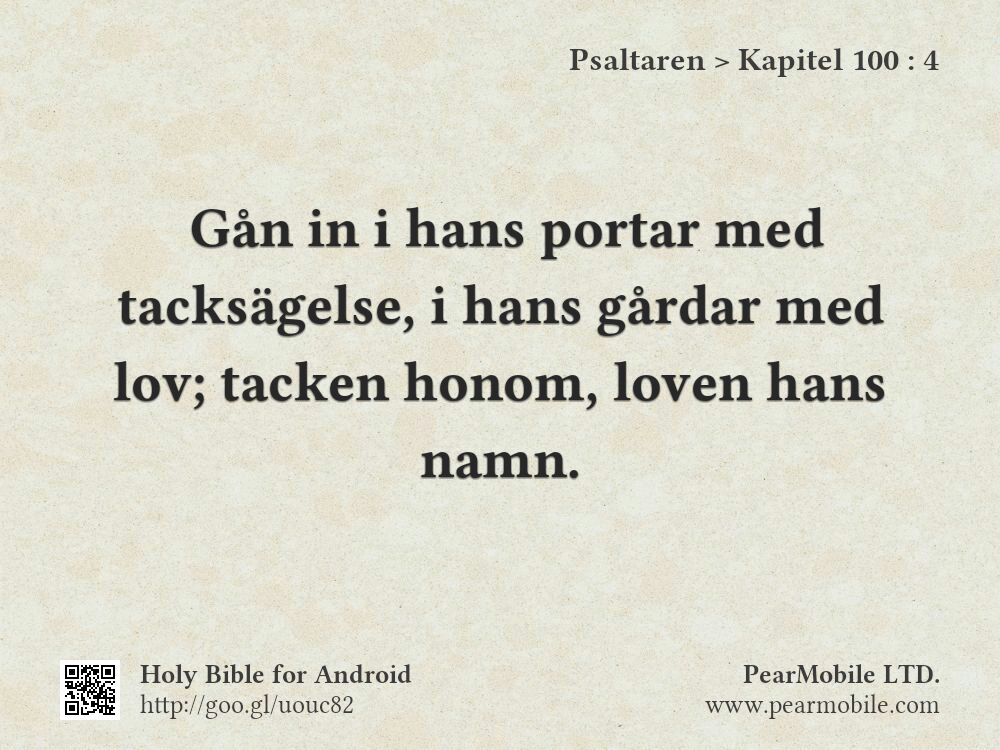 Psaltaren, Kapitel 100:4